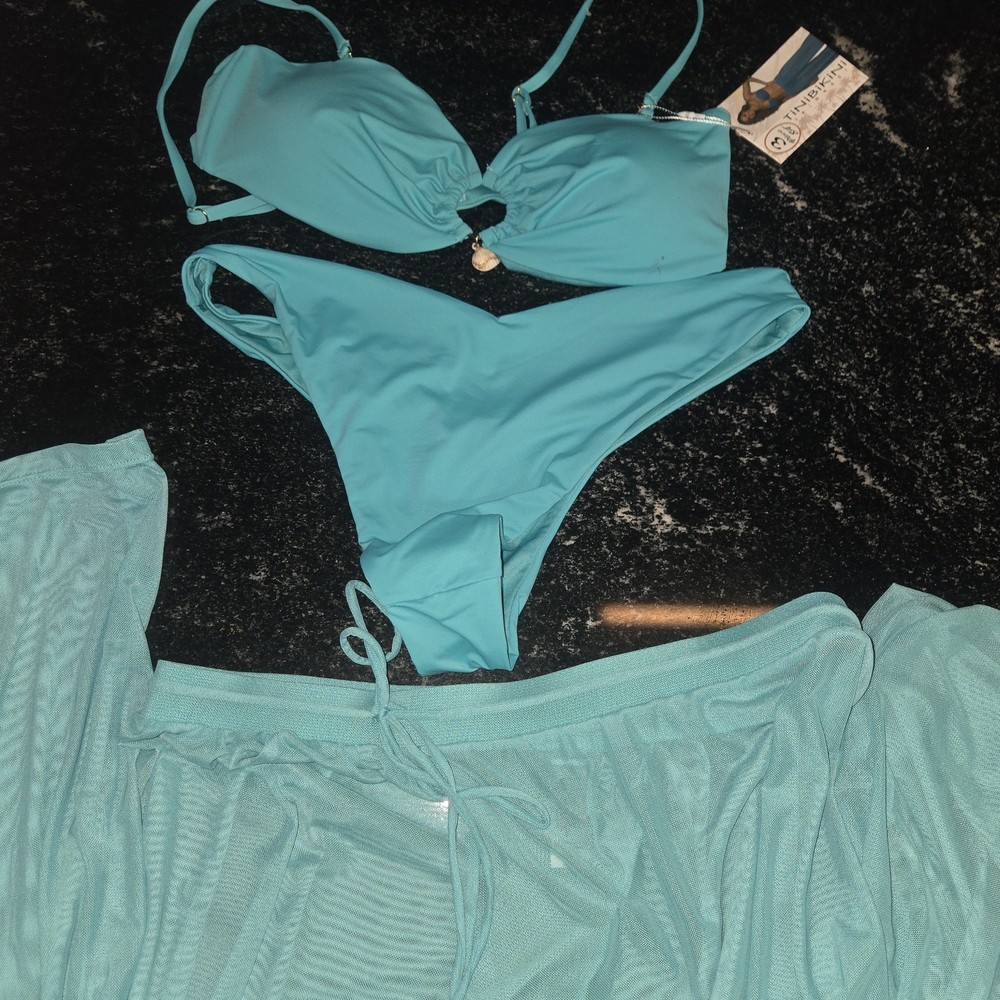 TiniBikini Turquoise Three-Piece Swim Set